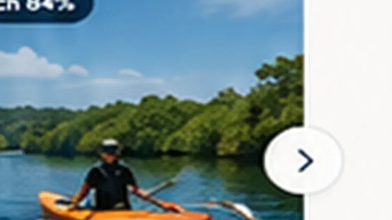 Kayaking in Sri Lanka. Paddler travelling through calm tropical water in Sri Lanka