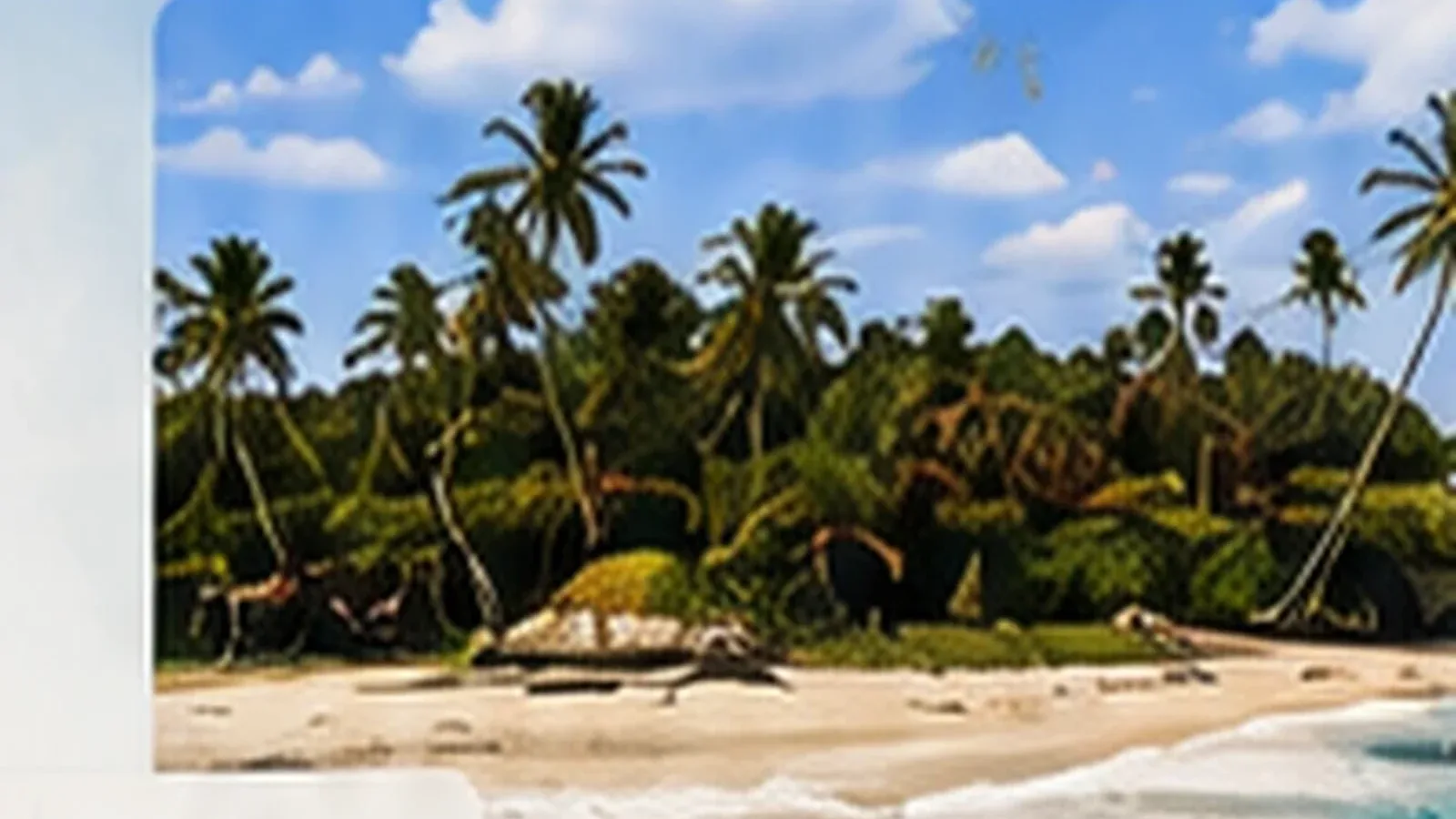 Ahangama, Sri Lanka. Rocky and palm-lined shoreline on Sri Lanka’s south coast